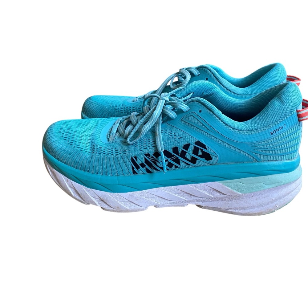 HOKA Bondi 7 Women’s Running Shoes Teal Size 8 - Picture 2 of 6